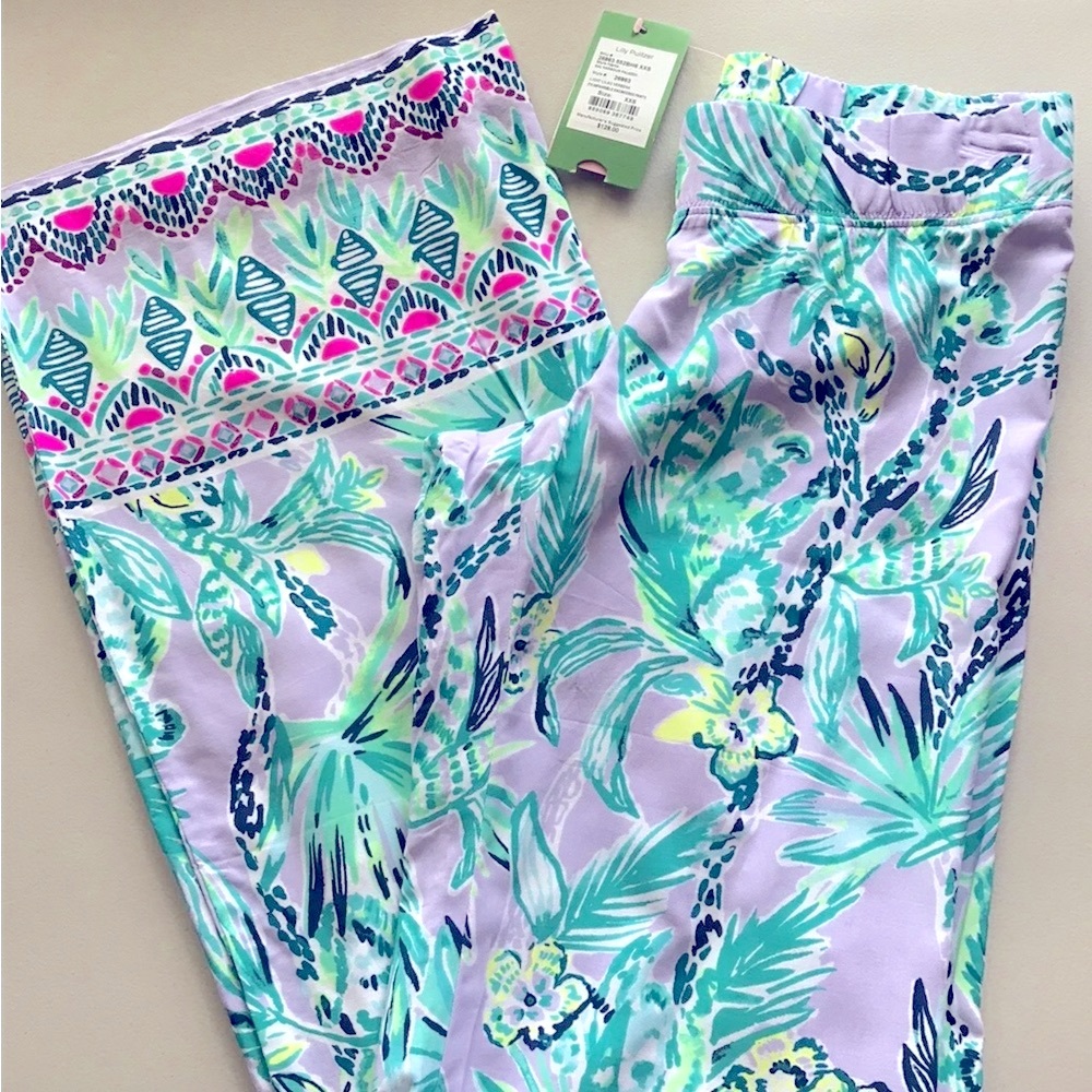 Lilly Pulitzer NWT 33" Bal Harbour Palazzo Pants Its Impawsible $128 Size 2XS - Picture 10 of 10